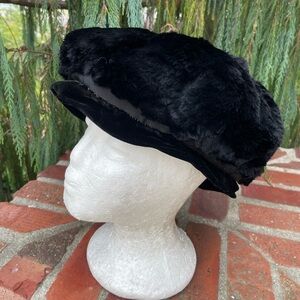 Genuine Sheared Fur Beret Hat Cute For The Holidays XL Size 25”